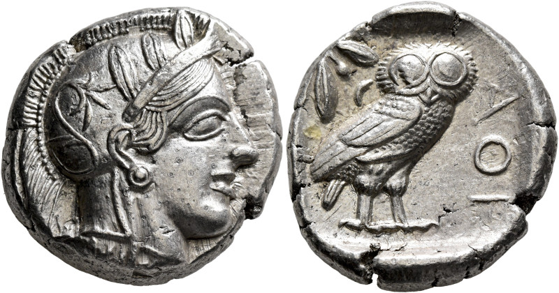 ATTICA. Athens. Circa 430s-420s BC. Tetradrachm (Silver, 25 mm, 17.19 g, 4 h). H...