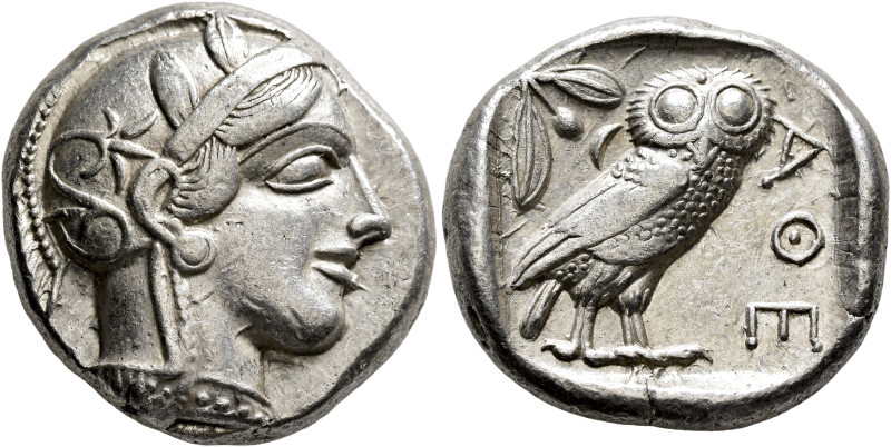 ATTICA. Athens. Circa 430s-420s BC. Tetradrachm (Silver, 23 mm, 17.19 g, 4 h). H...