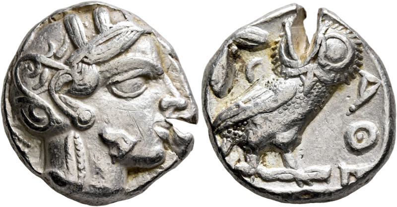 ATTICA. Athens. Circa 420s-404 BC. Tetradrachm (Silver, 23 mm, 17.18 g). Head of...