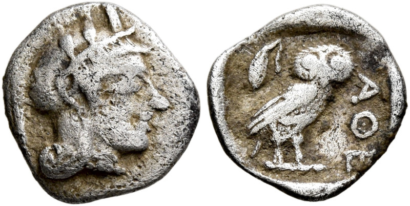 ATTICA. Athens. Circa 454-404 BC. Obol (Silver, 9 mm, 0.62 g, 12 h). Head of Ath...