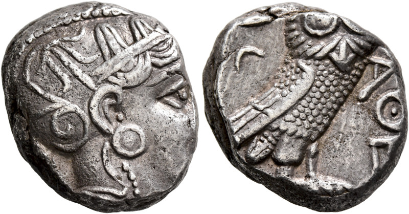 ATTICA. Athens. Circa 393-355 BC. Tetradrachm (Silver, 19 mm, 17.11 g, 8 h). Hea...