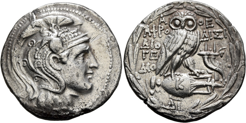 ATTICA. Athens. Circa 165-42 BC. Tetradrachm (Silver, 30 mm, 16.56 g, 12 h), Aph...