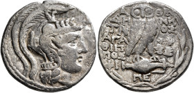 ATTICA. Athens. Circa 165-42 BC. Tetradrachm (Silver, 28 mm, 16.12 g, 12 h), Demetrios, Agathippos, and Phi..., magistrates, 98-97. Head of Athena Par...