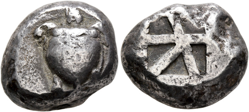 ISLANDS OFF ATTICA, Aegina. Circa 525-480 BC. Stater (Silver, 18 mm, 12.29 g). S...