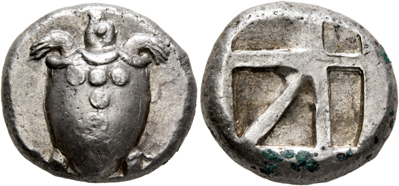 ISLANDS OFF ATTICA, Aegina. Circa 480-457 BC. Stater (Silver, 21 mm, 12.37 g). S...