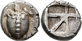 ISLANDS OFF ATTICA, Aegina. Circa 480-457 BC. Stater (Silver, 20 mm, 12.00 g). Sea turtle seen from above, head in profile, with thick collar and row ...