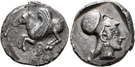 CORINTHIA. Corinth. Circa 500-450 BC. Stater (Silver, 20 mm, 6.62 g, 7 h). Ϙ Pegasos with curled wing flying to left. Rev. Helmeted head of Athena to ...