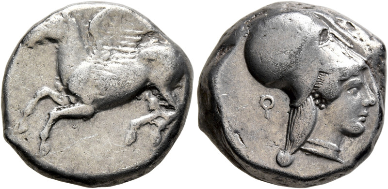 CORINTHIA. Corinth. Circa 500-450 BC. Stater (Silver, 17 mm, 8.42 g, 8 h). Bridl...