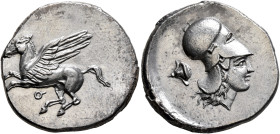 CORINTHIA. Corinth. Circa 405-345 BC. Stater (Silver, 24 mm, 7.93 g, 1 h). Ϙ Pegasos flying left. Rev. Head of Athena to right, wearing Corinthian hel...