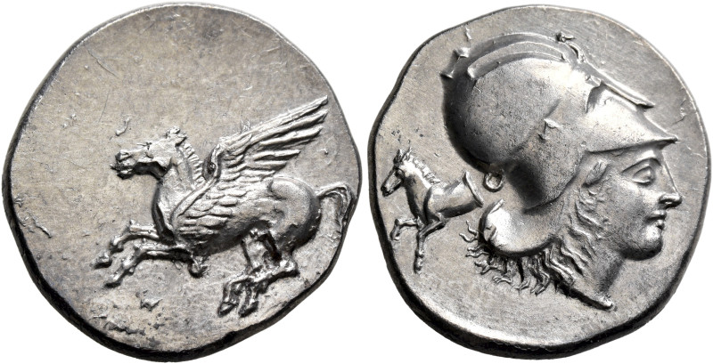 CORINTHIA. Corinth. Circa 400-375 BC. Stater (Silver, 24 mm, 8.53 g, 9 h). Ϙ Peg...