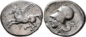 CORINTHIA. Corinth. Circa 405-345 BC. Stater (Silver, 24 mm, 8.23 g, 11 h). Ϙ Pegasos flying left. Rev. Head of Athena to left, wearing Corinthian hel...