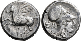 CORINTHIA. Corinth. Circa 375-300 BC. Stater (Silver, 19 mm, 8.21 g, 1 h). Ϙ Pegasos flying left. Rev. Head of Athena to right, wearing Corinthian hel...