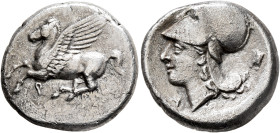 CORINTHIA. Corinth. Circa 350-300 BC. Stater (Silver, 21 mm, 8.34 g, 8 h). Ϙ Pegasos flying left. Rev. Head of Athena to left, wearing Corinthian helm...