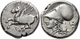 CORINTHIA. Corinth. Circa 375-300 BC. Stater (Silver, 20 mm, 8.66 g, 9 h). Ϙ Pegasos flying left. Rev. Head of Athena to left, wearing Corinthian helm...