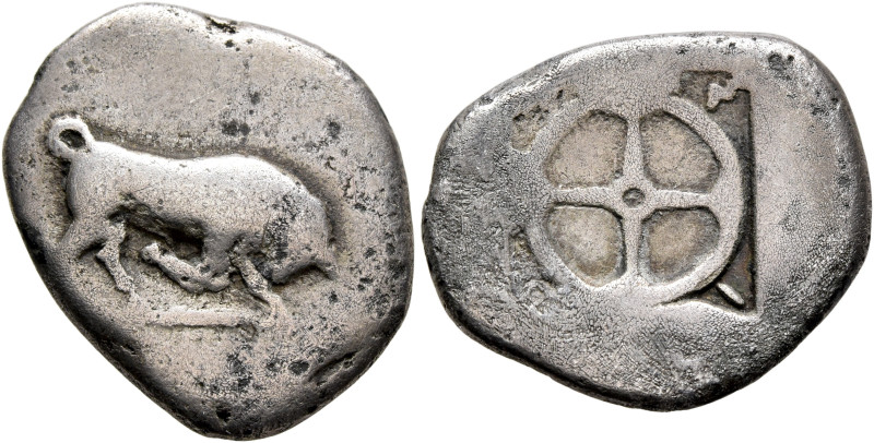 PHLIASIA. Phlious. Circa 420-410 BC. Drachm (Silver, 21 mm, 5.23 g). [ΦΛΕΙΑ] Bul...