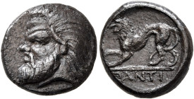 CIMMERIAN BOSPOROS. Pantikapaion. Circa 380-370 BC. Hemidrachm (Bronze, 13 mm, 2.60 g, 6 h). Head of Pan with animal ears and a pug nose to left. Rev....