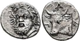 CIMMERIAN BOSPOROS. Pantikapaion. Circa 340-325 BC. Drachm (Silver, 16 mm, 3.17 g, 9 h). Bearded head of Pan with animal ears and a pug nose to left, ...