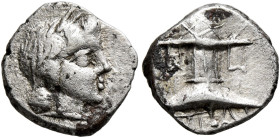 CIMMERIAN BOSPOROS. Pantikapaion. Circa 200-150 BC. Diobol (Silver, 10 mm, 1.13 g, 12 h). Laureate head of Apollo to right. Rev. ΠΑ Thymiaterion. HGC ...
