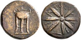 CIMMERIAN BOSPOROS. Pantikapaion. Time of Mithridates VI Eupator, circa 109-105 BC. AE (Bronze, 14 mm, 2.93 g). Tripod. Rev. Π-A-N-T-I-K-A-Π between t...