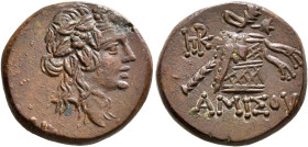 PONTOS. Amisos. Time of Mithradates VI Eupator, circa 85-65 BC. AE (Orichalcum, 21 mm, 8.52 g, 1 h). Head of Dionysos to right, wearing wreath of ivy ...