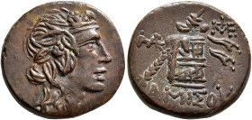 PONTOS. Amisos. Time of Mithradates VI Eupator, circa 85-65 BC. AE (Orichalcum, 22 mm, 8.35 g, 12 h). Head of Dionysos to right, wearing wreath of ivy...