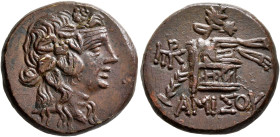 PONTOS. Amisos. Time of Mithradates VI Eupator, circa 85-65 BC. AE (Orichalcum, 22 mm, 8.82 g, 12 h). Head of Dionysos to right, wearing wreath of ivy...