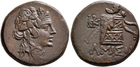 PONTOS. Amisos. Time of Mithradates VI Eupator, circa 85-65 BC. AE (Orichalcum, 21 mm, 8.32 g, 12 h). Head of Dionysos to right, wearing wreath of ivy...