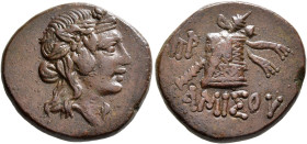 PONTOS. Amisos. Time of Mithradates VI Eupator, circa 85-65 BC. AE (Orichalcum, 21 mm, 8.03 g, 12 h). Head of Dionysos to right, wearing wreath of ivy...