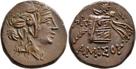 PONTOS. Amisos. Time of Mithradates VI Eupator, circa 85-65 BC. AE (Orichalcum, 21 mm, 7.82 g, 12 h). Head of Dionysos to right, wearing wreath of ivy...