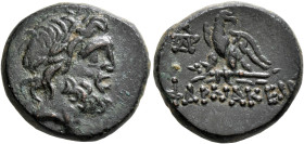 PONTOS. Pharnakeia. Circa 95-90 BC. AE (Bronze, 20 mm, 7.96 g, 1 h). Laureate head of Zeus to right. Rev. ΦAPNAKEIAΣ Eagle standing left on thunderbol...