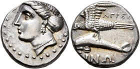 PAPHLAGONIA. Sinope. Circa 330-300 BC. Drachm (Silver, 17 mm, 4.95 g, 6 h), Agreos, magistrate. Agreos, magistrate. Head of the nymph Sinope to left, ...