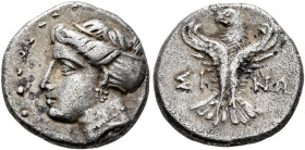 PAPHLAGONIA. Sinope. Circa 330-300 BC. Hemidrachm (Silver, 14 mm, 2.91 g, 12 h). Head of a nymph to left, her hair bound in sakkos, wearing triple-pen...
