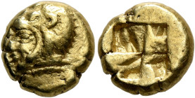 BITHYNIA. Herakleia Pontika. Circa 530-520 BC. Hekte (Electrum, 10 mm, 2.54 g, 12 h). Head of Herakles to left, wearing lion skin headdress. Rev. Quad...