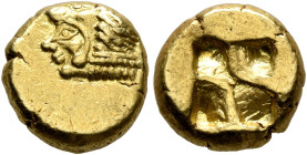 BITHYNIA. Herakleia Pontika. Circa 530-520 BC. Hekte (Electrum, 11 mm, 2.61 g, 1 h). Head of Herakles to left, wearing lion skin headdress. Rev. Quadr...