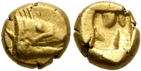 MYSIA. Kyzikos. Circa 600-550 BC. Hemihekte – 1/12 Stater (Electrum, 8 mm, 1.32 g). Head of a tunny fish to right. Rev. Rough incuse square. Hurter & ...