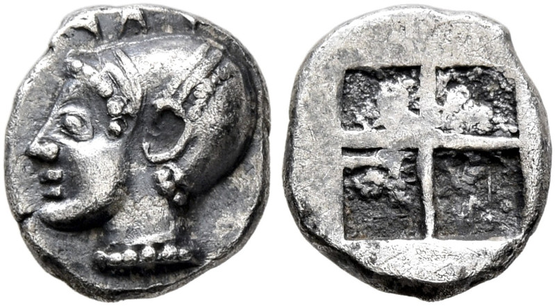 TROAS. Gargara. 5th century BC. Obol (Silver, 7 mm, 0.55 g, 1 h). ΓΑΡ Female hea...