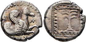 TROAS. Skepsis. 5th century BC. Drachm (Silver, 14 mm, 3.05 g, 6 h). ΣΚΗ[ΨΙΩ]Ν Forepart of Pegasos to right. Rev. Fir tree within decorated double lin...