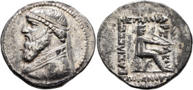 KINGS OF PARTHIA. Mithradates II, 121-91 BC. Tetradrachm (Silver, 31 mm, 15.84 g, 12 h), Seleukeia on the Tigris, circa 119-109. Diademed and draped b...