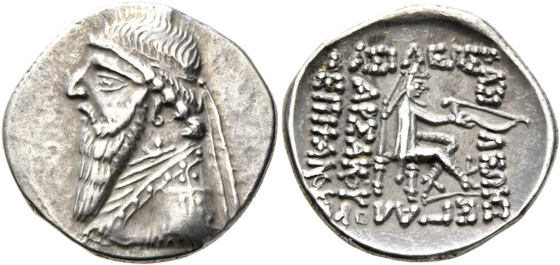 KINGS OF PARTHIA. Mithradates II, 121-91 BC. Drachm (Silver, 20 mm, 4.16 g, 12 h...