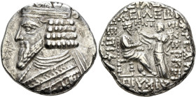 KINGS OF PARTHIA. Gotarzes II, circa AD 40-51. Tetradrachm (Billon, 25 mm, 14.21 g, 12 h), Seleukeia on the Tigris, SE 358 = 46/7. Diademed and draped...