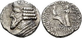 KINGS OF PARTHIA. Gotarzes II, circa AD 40-51. Tetradrachm (Billon, 27 mm, 9.64 g, 12 h), Seleukeia on the Tigris, SE 358, month of Holöos = July, 47 ...