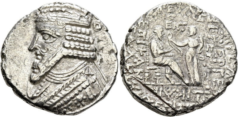 KINGS OF PARTHIA. Gotarzes II, circa AD 40-51. Tetradrachm (Billon, 28 mm, 13.86...