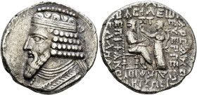 KINGS OF PARTHIA. Gotarzes II, circa AD 40-51. Tetradrachm (Billon, 28 mm, 9.08 g, 12 h), Seleukeia on the Tigris, SE 360, month of Artemisios = April...