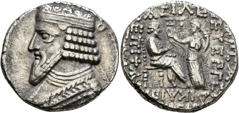 KINGS OF PARTHIA. Gotarzes II, circa AD 40-51. Tetradrachm (Billon, 28 mm, 8.40 ...