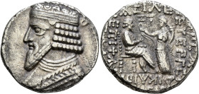 KINGS OF PARTHIA. Gotarzes II, circa AD 40-51. Tetradrachm (Billon, 28 mm, 8.40 g, 12 h), Seleukeia on the Tigris, SE 360 = 48/9. Diademed and draped ...