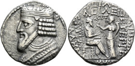 KINGS OF PARTHIA. Gotarzes II, circa AD 40-51. Tetradrachm (Billon, 28 mm, 9.94 g, 12 h), Seleukeia on the Tigris, SE 361 = 49/50. Diademed and draped...