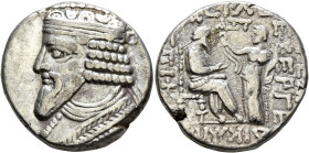 KINGS OF PARTHIA. Gotarzes II, circa AD 40-51. Tetradrachm (Billon, 26 mm, 14.07 g, 12 h), Seleukeia on the Tigris, SE 361 = 49/50. Diademed and drape...