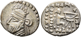 KINGS OF PARTHIA. Pakoros II, circa AD 78-105. Diobol (Silver, 13 mm, 1.40 g, 12 h), Ekbatana. Diademed and draped bust of Pakoros II to left, wearing...