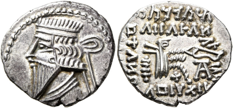 KINGS OF PARTHIA. Mithradates V, circa AD 140. Drachm (Silver, 20 mm, 3.69 g, 12...