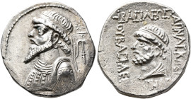KINGS OF ELYMAIS. Kamnaskires V, circa 54/3-33/2 BC. Tetradrachm (Silver, 28 mm, 16.17 g, 12 h), Seleukeia on the Hedyphon. Diademed and draped bust o...